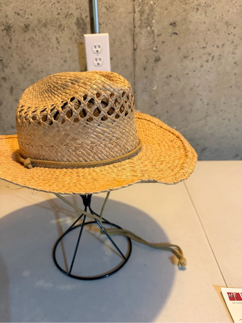 Straw Sun Hat with Chin Cord - Natural